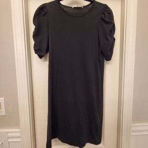 FRAME Black Puff Sleeve T Shirt Dress Noir Cotton Size S
